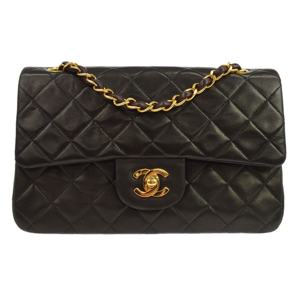 Chanel Classic Flap Quilted Lambskin Black Leather Handbag